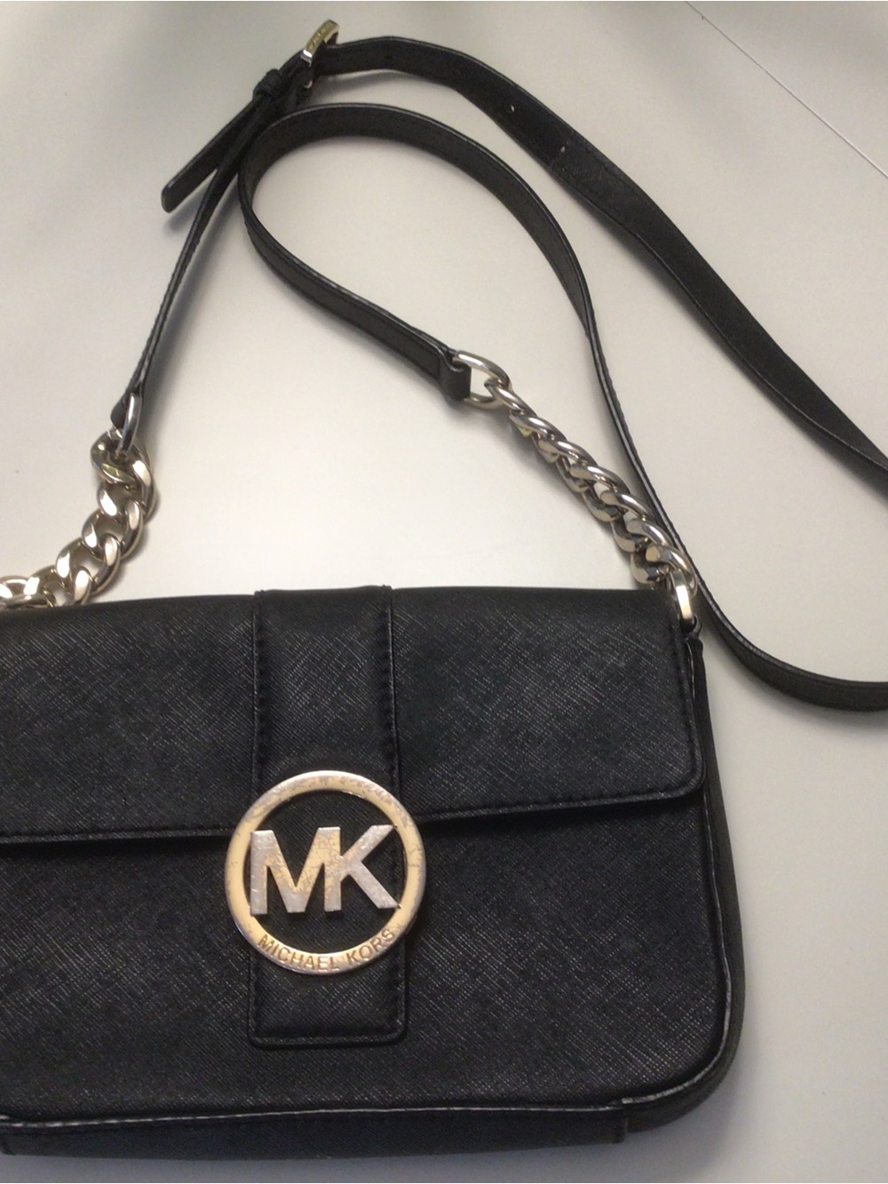 Michael Kors Black Crossbody with Gold MK Emblem